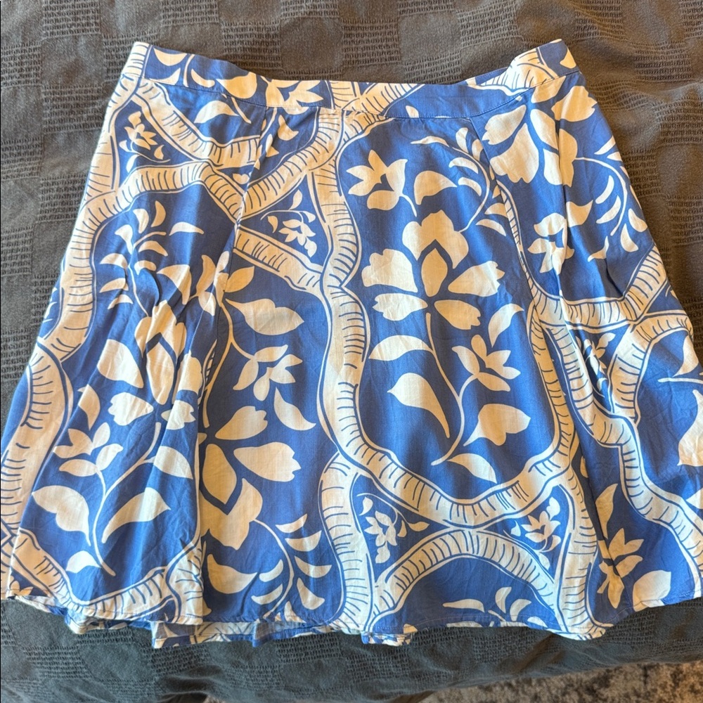 Marine Layer Blue and Cream Patterned Skirt